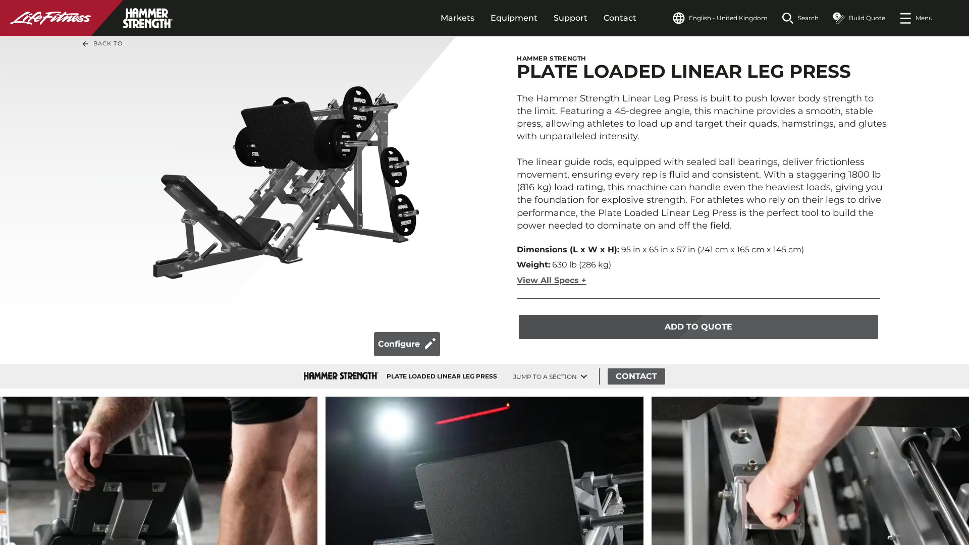 Hammer Strength Plate Loaded Linear Leg Press
