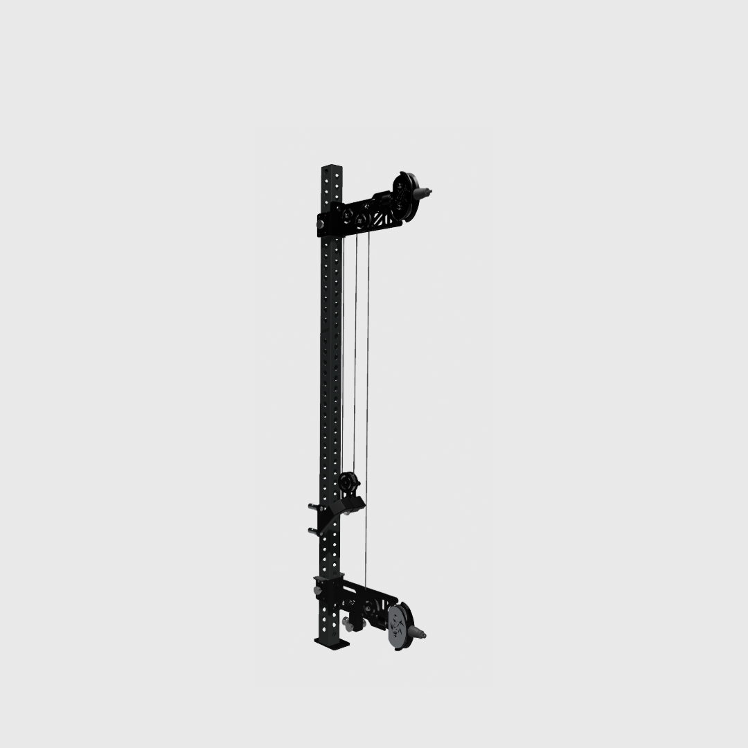 Bulletproof High/Low Pulley System shown as an example of rack-mounted cable hardware.